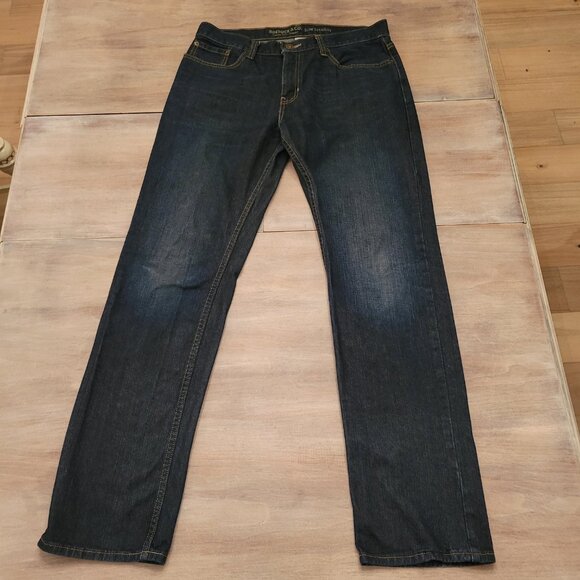 Roebuck and Co Men's Jeans Slim Straight Leg 34x34 Dark Blue Wash 100% Cotton - Picture 2 of 7